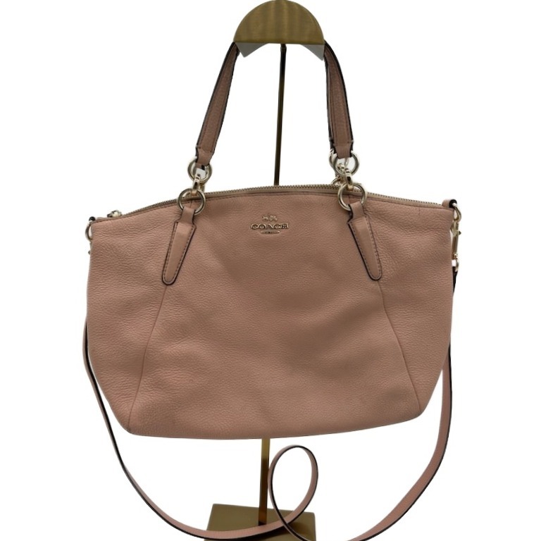 Coach Leather Satchel Crossbody Shoulder Bag Pink Pebbled Leather Purse
